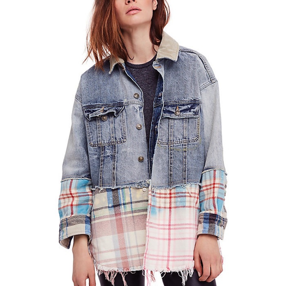 Free People Sirius Mixed Denim Jacket